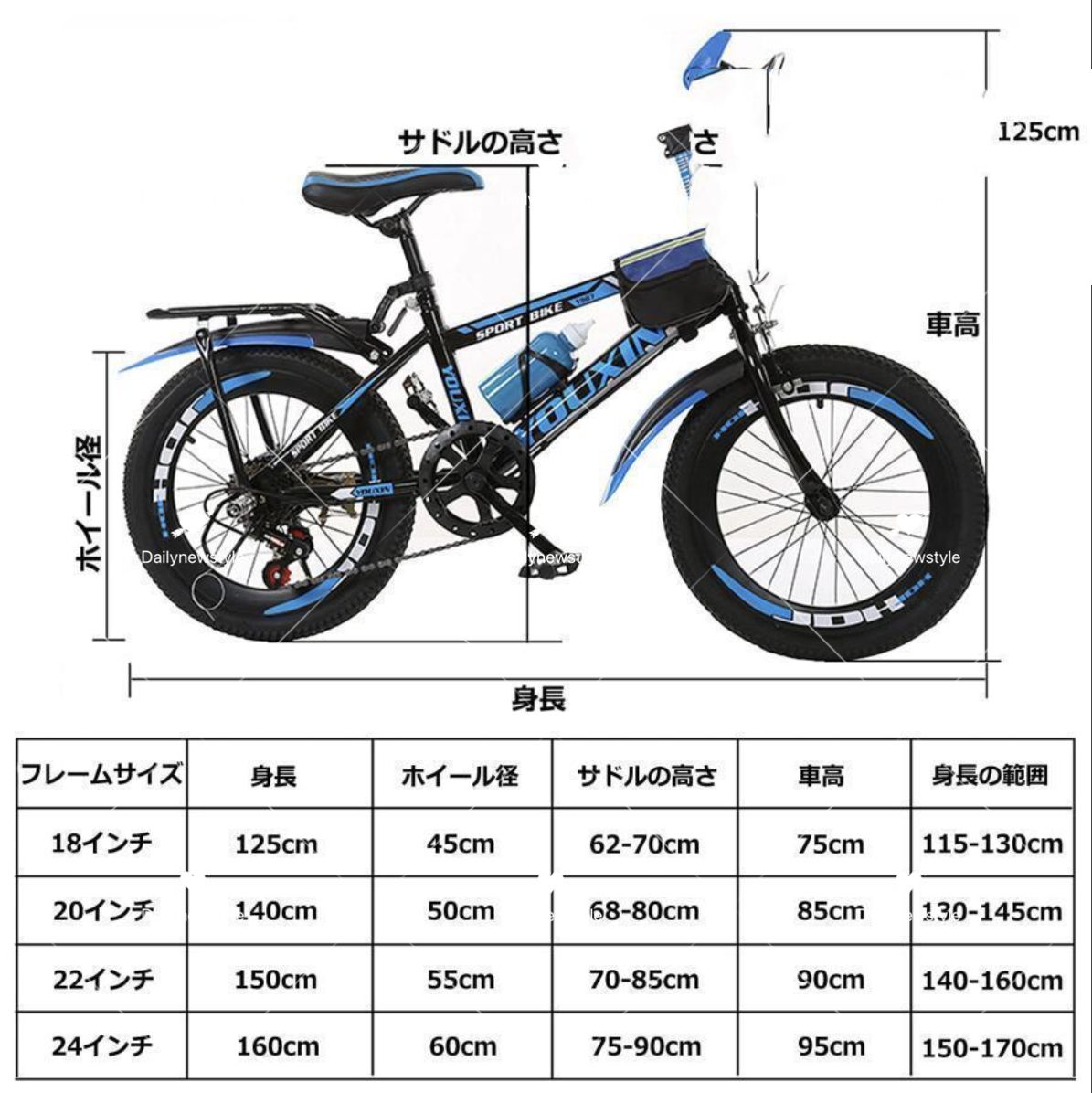22インチ　セドナ　キッズバイク　青 シングルギア 前カゴ　ドリンクホルダー付き Stroke キッズサイクル 青 前カゴ付き - メルカリ
