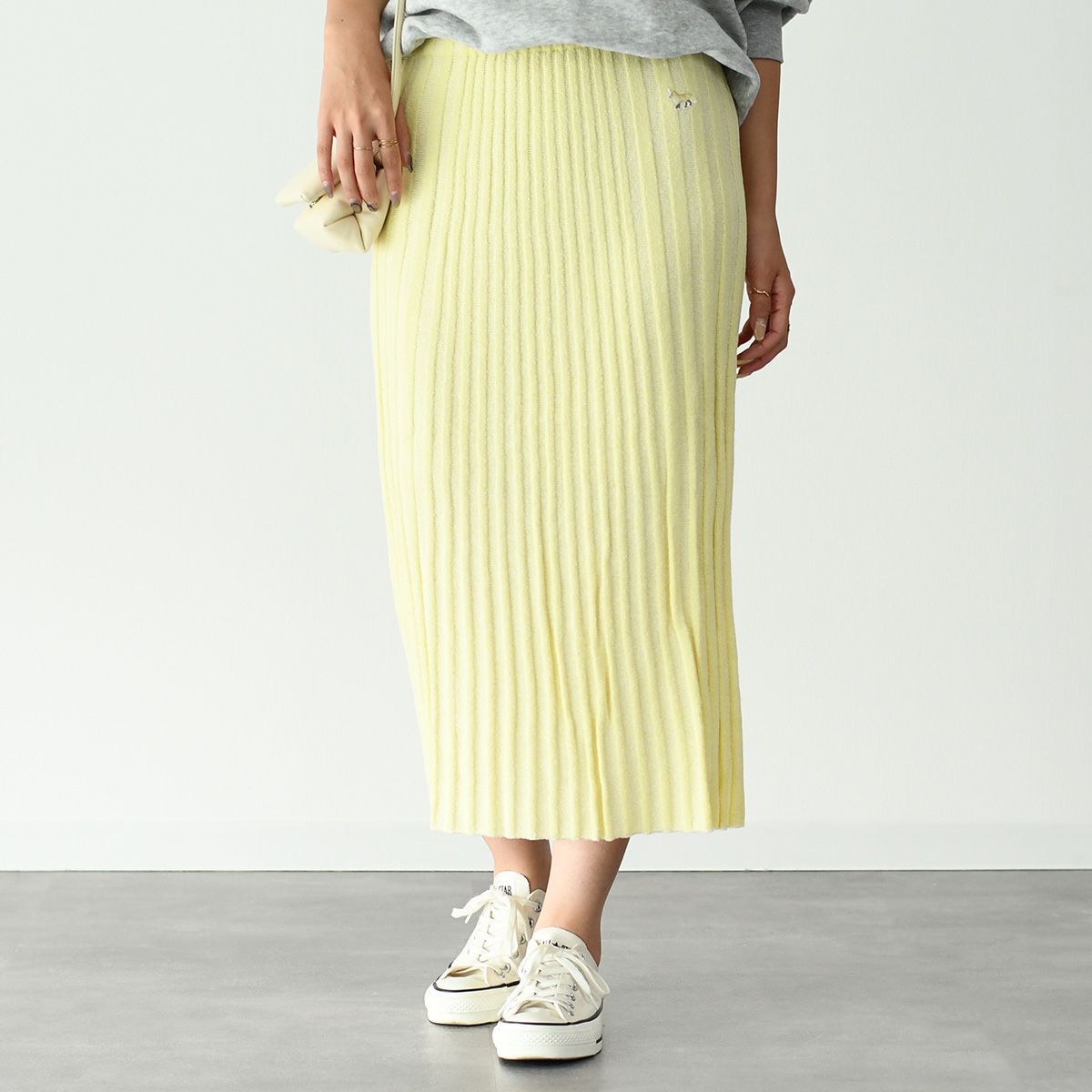 Maison Kitsune ◆フォックスパッチリブミディスカート Maison Kitsune ◇フォックスパッチリブミディスカート