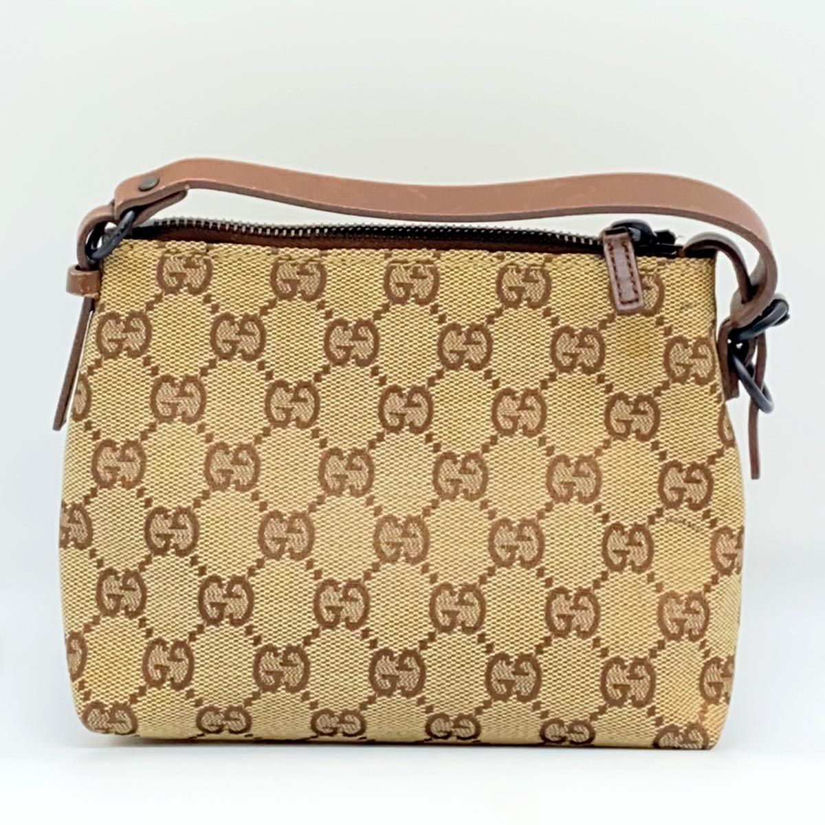 GUCCI グッチ ポーチ キャンバス レザー ベージュ系 ブラウン系 管理 