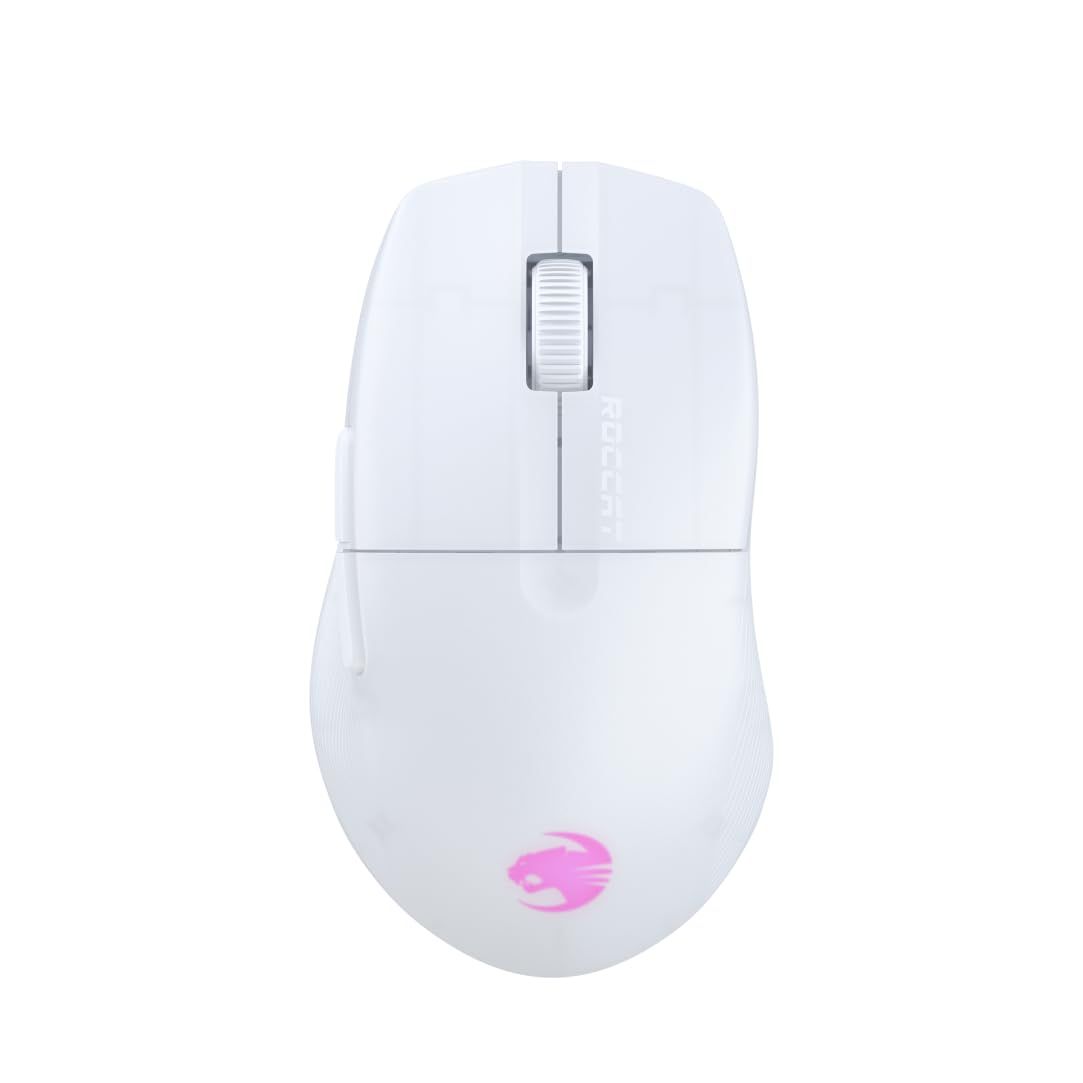 ROCCAT ゲーミングマウス PURE AIR 超軽量54g ワイヤレス ホワイト/白 2.4GHz無線/Bluetooth 光学式/26K/125時間持続/サイドボタン/オプティカルスイッチ/RGB/半透明 【日本正規代理店保証】 