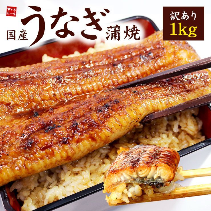 訳あり 国産うなぎ蒲焼き1kg！鹿児島県または宮崎県産 タレ・山椒付  冷凍 〈ue1〉yd5[[訳ありウナギ蒲焼き500g-2p]