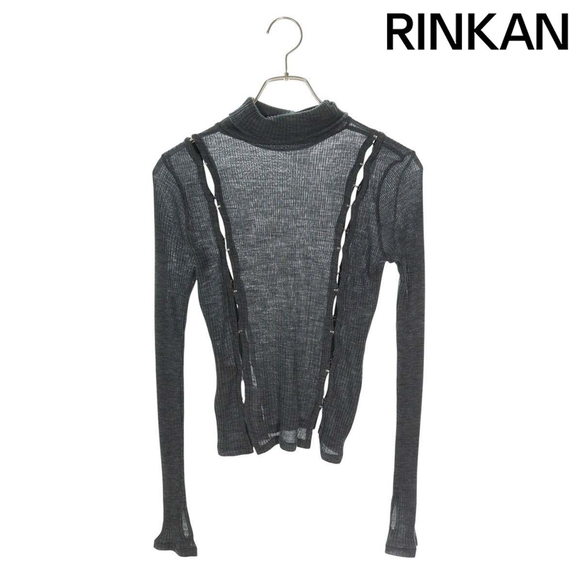 JOHN LAWRENCE SULLIVAN - ジョンローレンスサリバン  WOOL RIB HI-NECK TOP WITH HOOK 5D014-0224-19 ホック切替 タートルネック長袖カットソー レディース ONE SIZE ジョンローレンスサリバン WOOL RIB HI-NECK TOP WITH HOOK