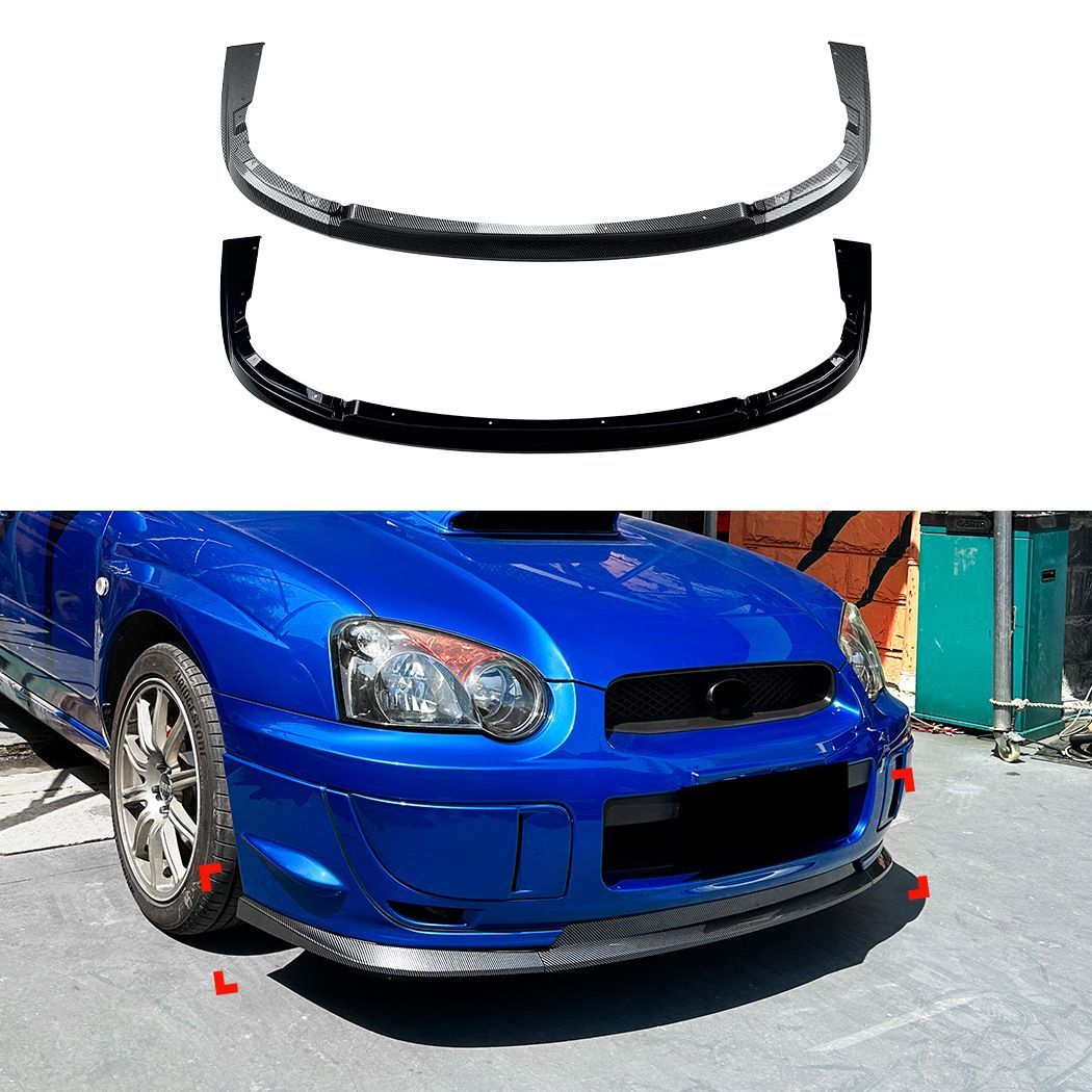 スバル インプレッサ WRX STI GD型 2004-2005 フロントリップスポイラー カーボン調|ピアノブラック 純正フィット アフターパーツ