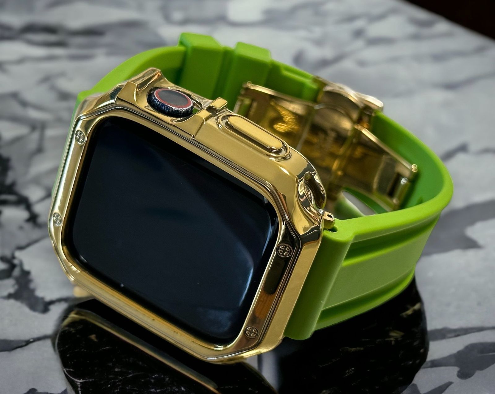 Apple Watch ラバーバンド ベルトu0026カバー ライムグリーンRMK