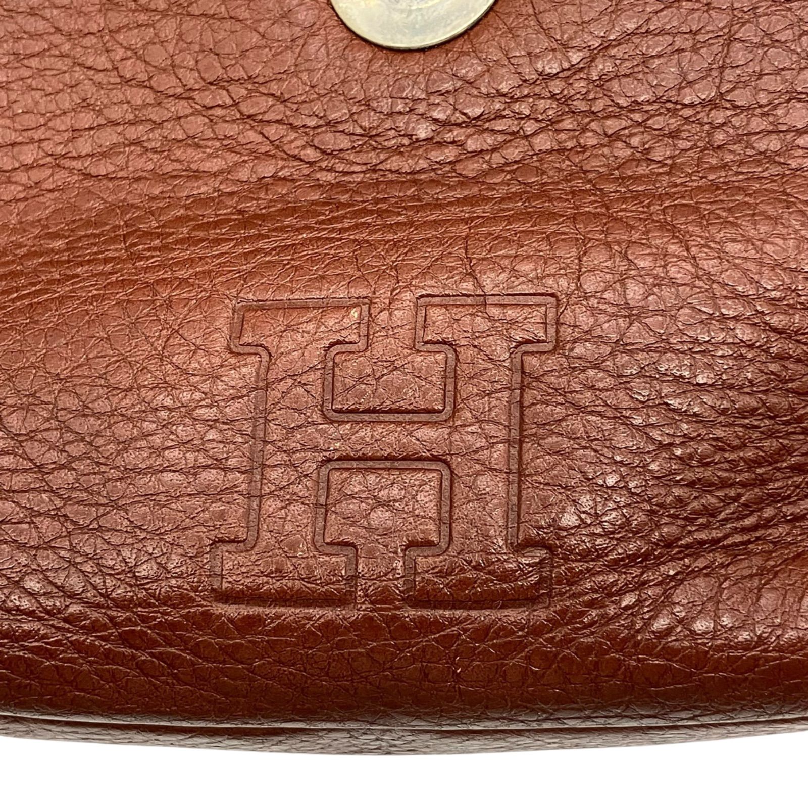 HIROFU ショルダーバッグ レザー シボ革 フラップ ブラウン 1402 HIROFU ショルダーバッグ レザー シボ革 フラップ ブラウン 1402