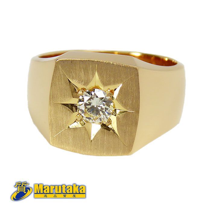 K18 メンズリング】0.47ctダイヤモンド 印台 リング 24.5号 指輪