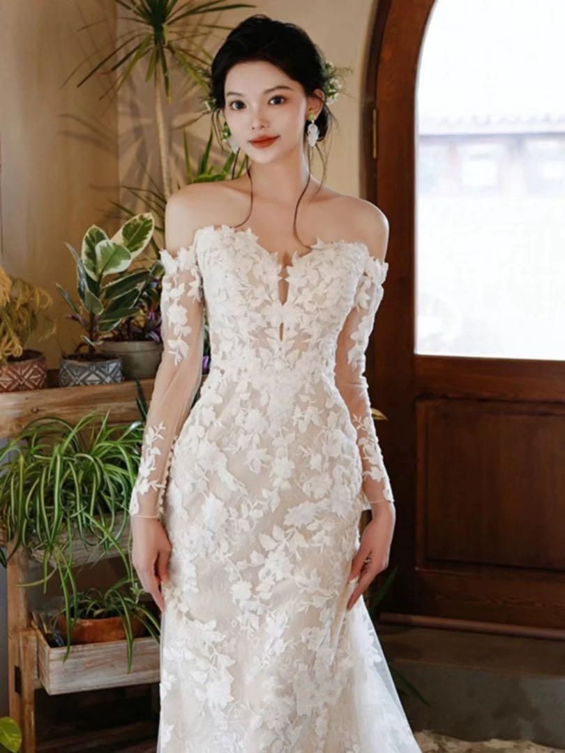 ロング丈オフショル 結婚式