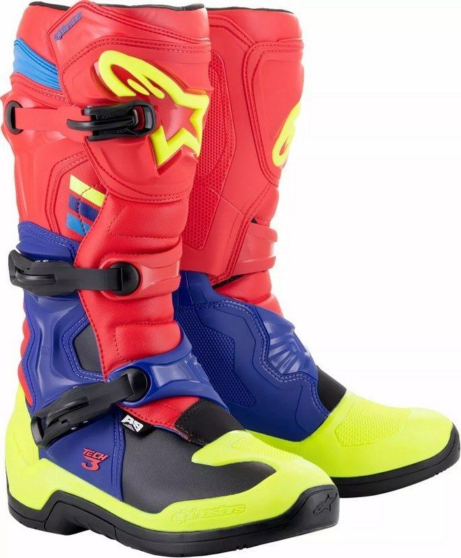 Alpinestars / アルパインスターズ Tech 3 ブーツ ブラック  ブルー  レッド  フルオイエロー サイズ 42 | 2013018-3375-8