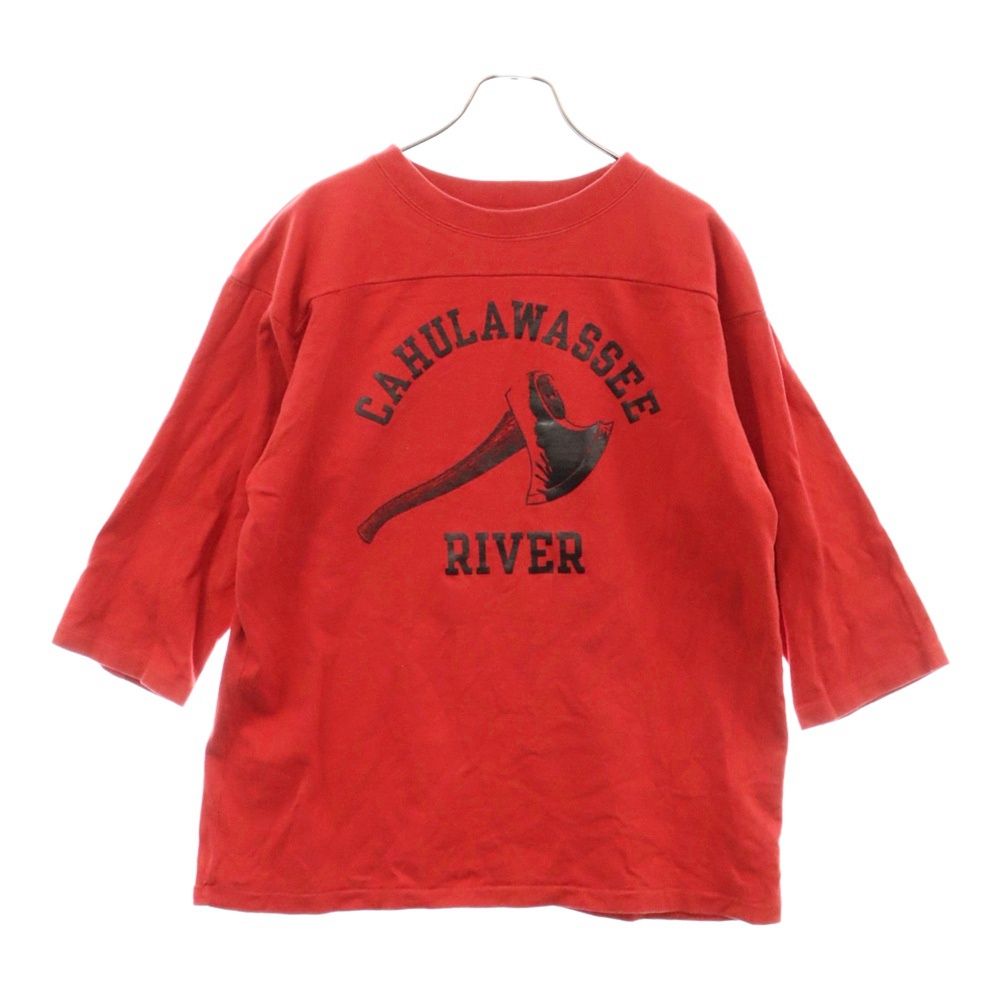TENDERLOIN (テンダーロイン) CAHULAWASSEE RIVER プリント クルーネック 長袖スウェット トレーナー レッド
