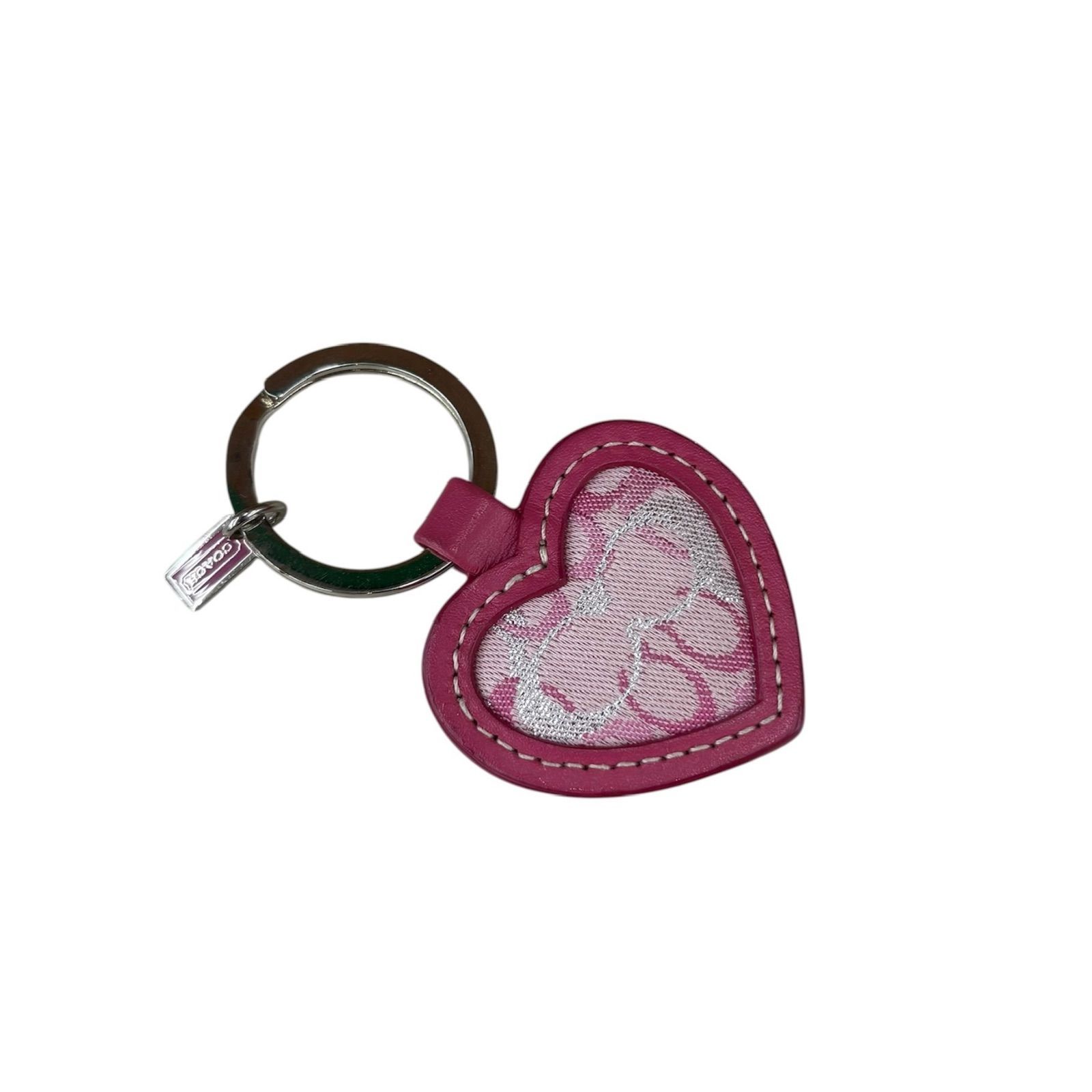 COACH コーチ シグネチャー ハート チャーム キーリング ピンク