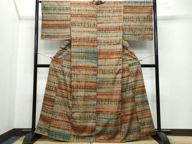 平和屋着物●上質な紬　杢目絞り　霞文　正絹　逸品　未使用　CAAS8713vf 平和屋着物○上質な紬 杢目絞り 霞文 正絹 逸品 未使用 CAAS8713vf