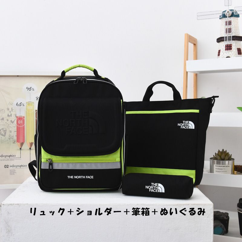 【全新品】(ザ・ノースフェイス) THE NORTH FACE KIDS PREPPY AIR SCH PACK II バックパック リュック (BLACK(NM2DP02S)) 4点セット