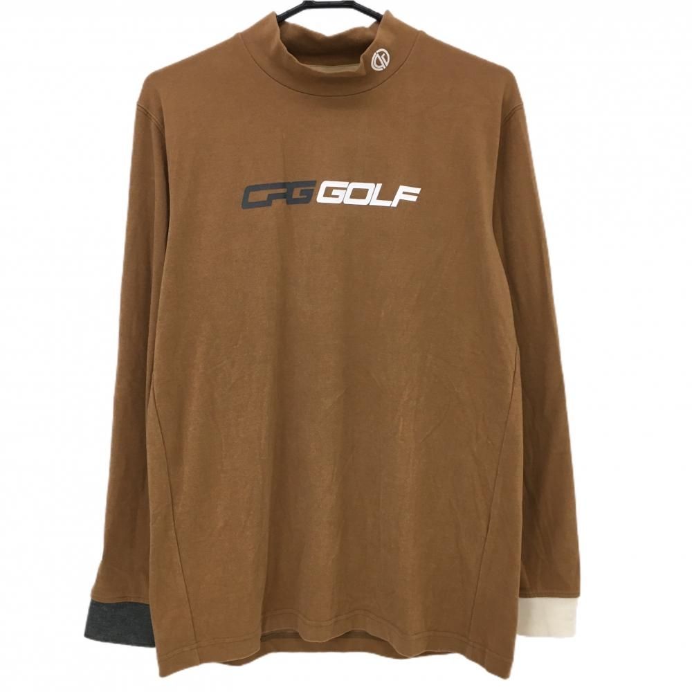 【美品】CPG 長袖ハイネックシャツ ライトブラウン 微起毛素材 ストレッチ メンズ 3(L) ゴルフウェア CPG 美品】CPG 長袖ハイネックシャツ ライトブラウン 微起毛素材