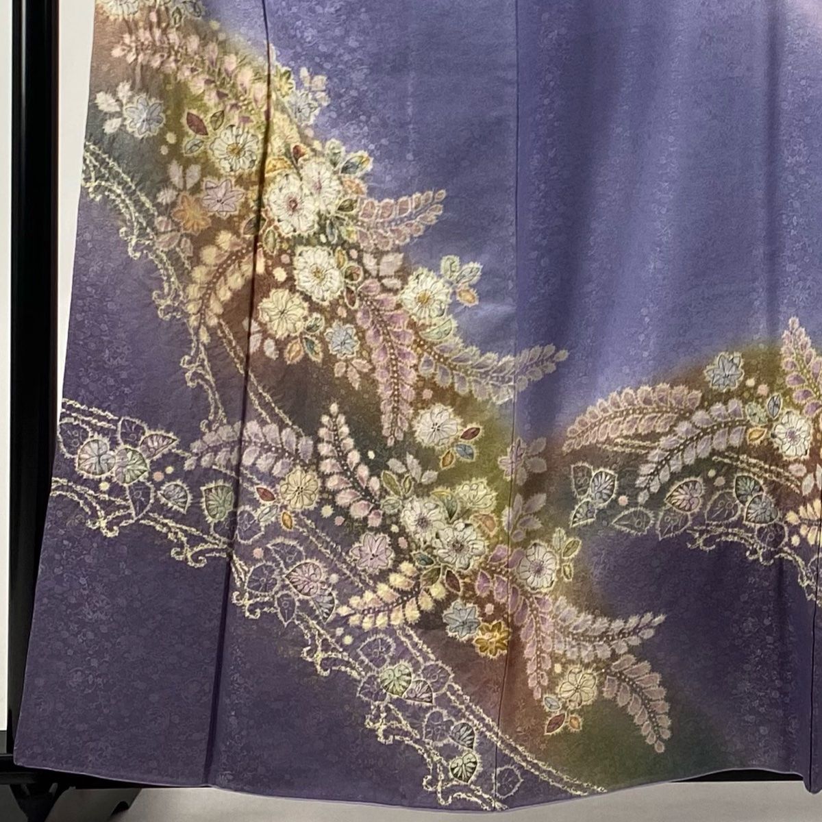 訪問着 身丈159.5cm 裄丈66cm M 袷 徳永憲峯 落款 辻が花 地紋 銀通し  