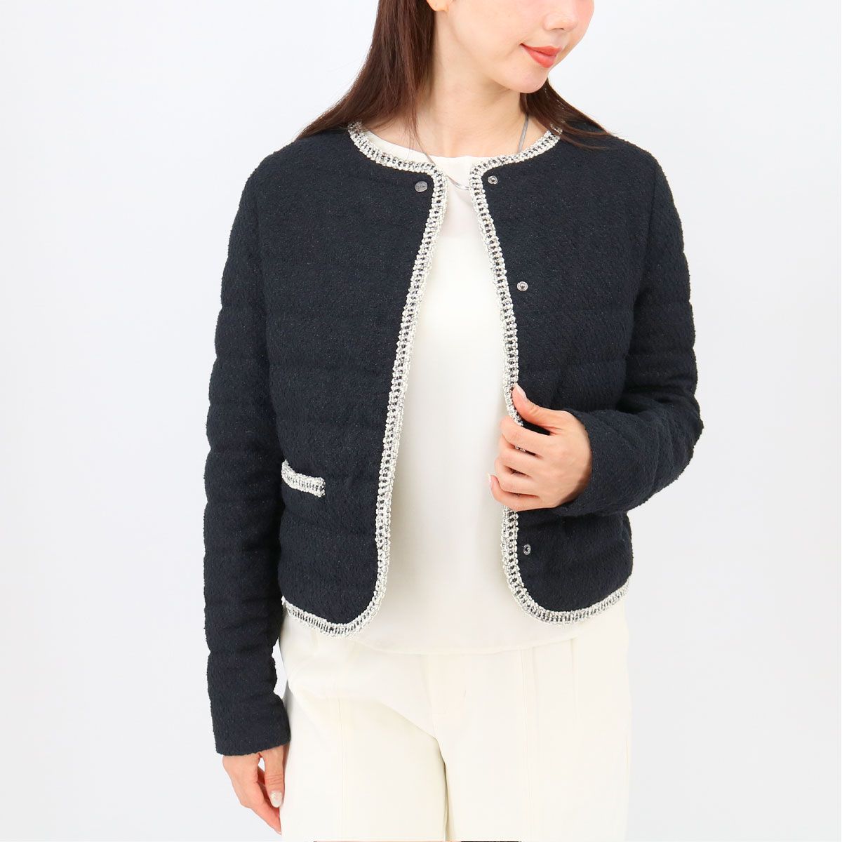□HERNO ヘルノ ノーカラージャケット PI002020D 13241 ブークレ