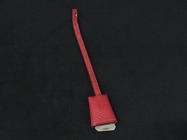 エルメス ミニクロシェット レザー チャーム ドックタグ レッド シルバー エルメス ミニクロシェット レザー チャーム ドックタグ レッド