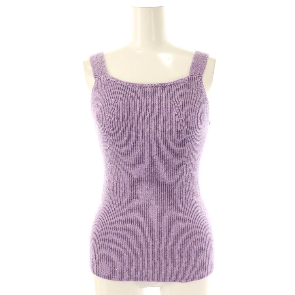 エブール ebure 25SS メランジカラーリネン スリーブレスニットトップス タンクトップ 紫 ラベンダー |ES OS