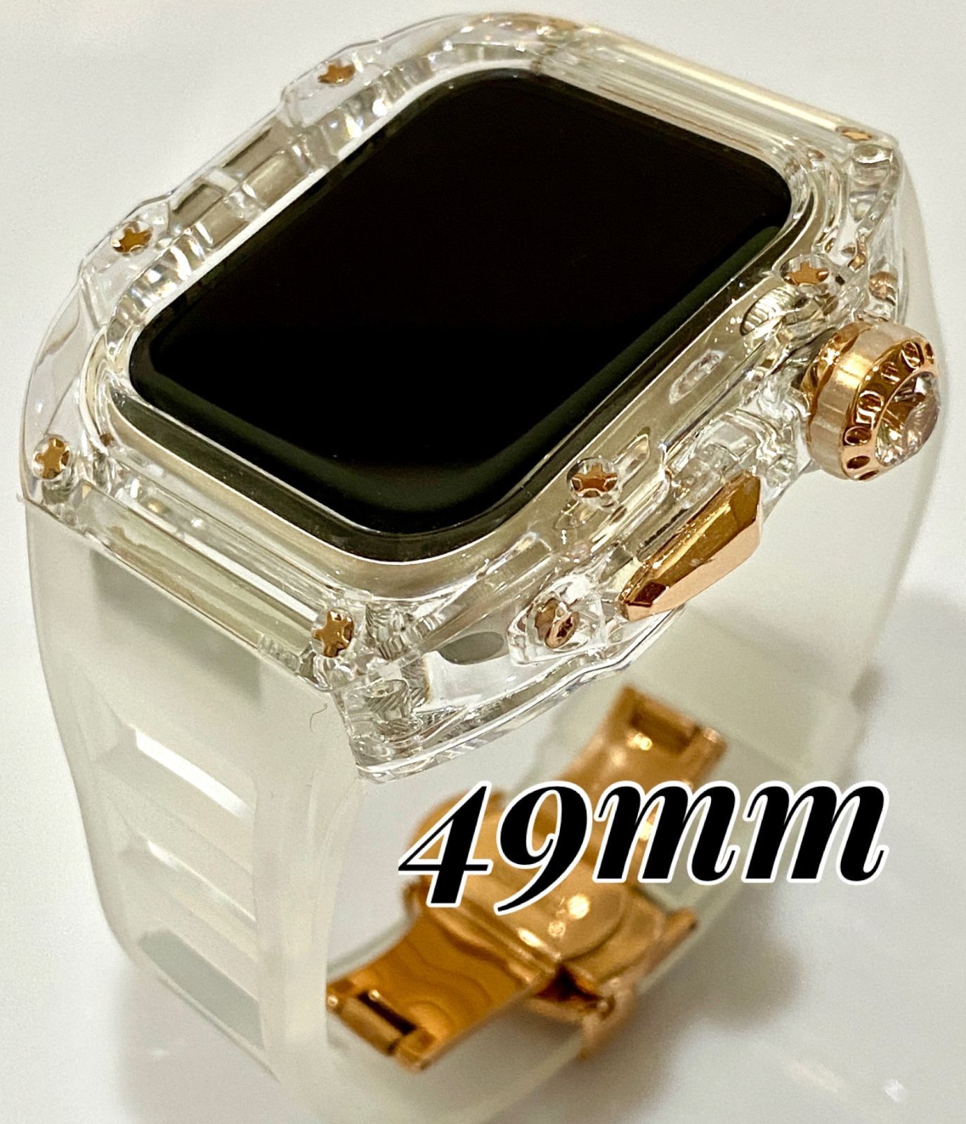 透明 アップルウォッチバンド ラバーベルト カバー Apple Watch ultra ケース 49ミリ