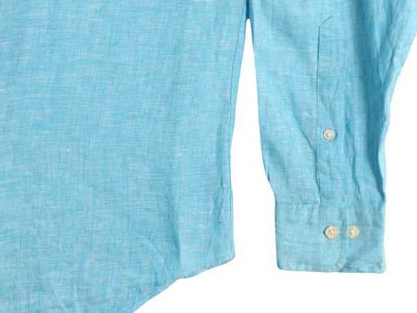 美品　ブルックスブラザーズ　シャツ　アイリッシュリネン　ブルー　ボタンダウン　L 美品 ブルックスブラザーズ シャツ アイリッシュリネン ブルー