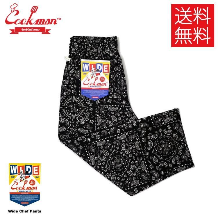 COOKMAN Black Paisley ワイド シェフパンツ ブラック ペイズリー 黒 総柄 Wide Chef Pants クックマン メンズ レディース 男 女 unisex ユニセックス