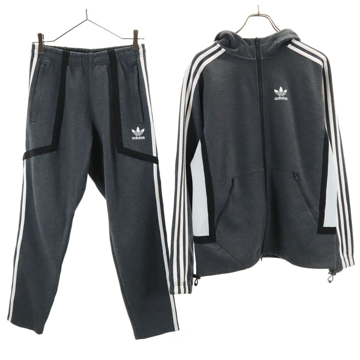 adidas フード付きスウェットセット 黒 売れ筋 adidas フード付き 