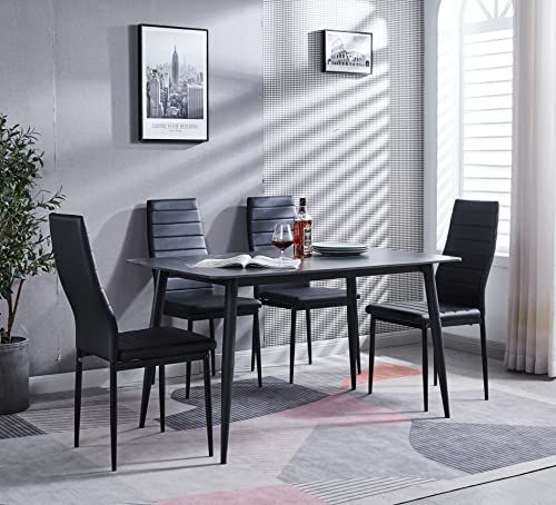 ダイニングチェア レザー 食卓椅子 北欧 リビングチェアブラック　4脚セット ダイニングチェア レザー 食卓椅子 北欧 リビングチェアブラック