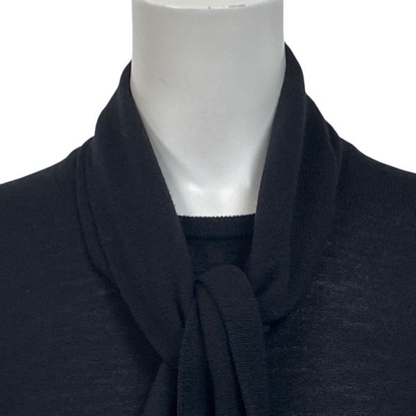 ドルチェアンドガッバーナ D-G プルオーバーニット ボウタイ 七分袖 黒 ウール L 11号 レディース S 5 V 319