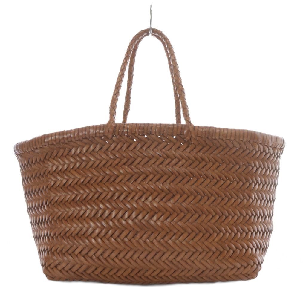 ドラゴン DRAGON かごバッグ ハンドバッグ 編み込み レザー ブラウン YO3