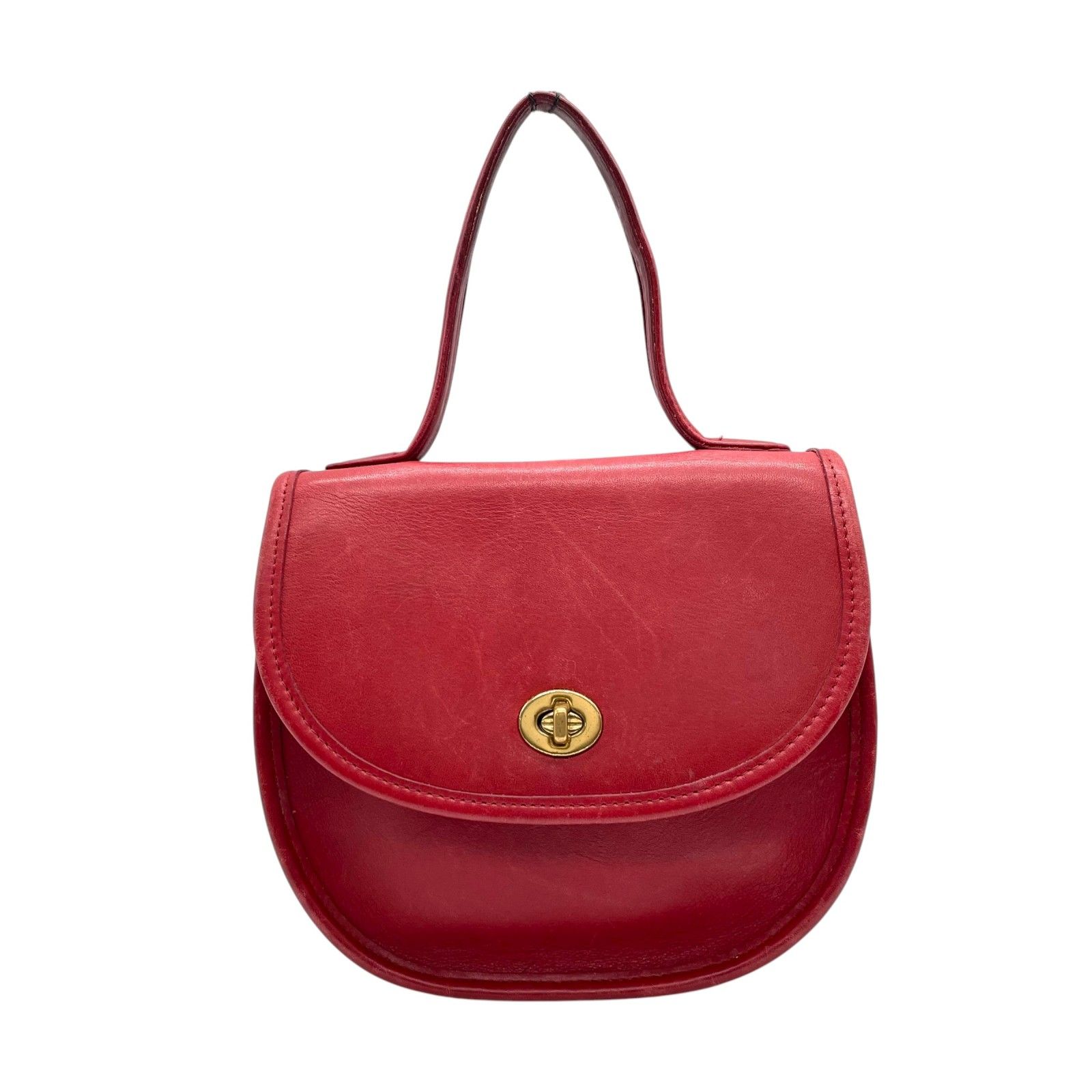 COACH コーチ ショルダーバッグ ターンロック レザー 2WAY ハンドバッグ レッド 赤 S90 コーチ グラブタンレザー