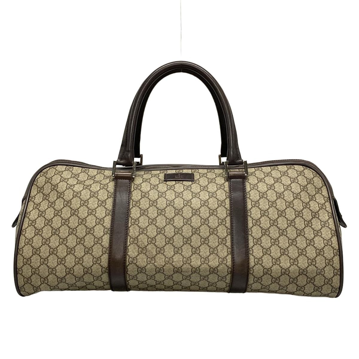 GUCCI グッチ ボストンバッグ GGスプリーム 108793 ベージュ×ダークブラウン レザー