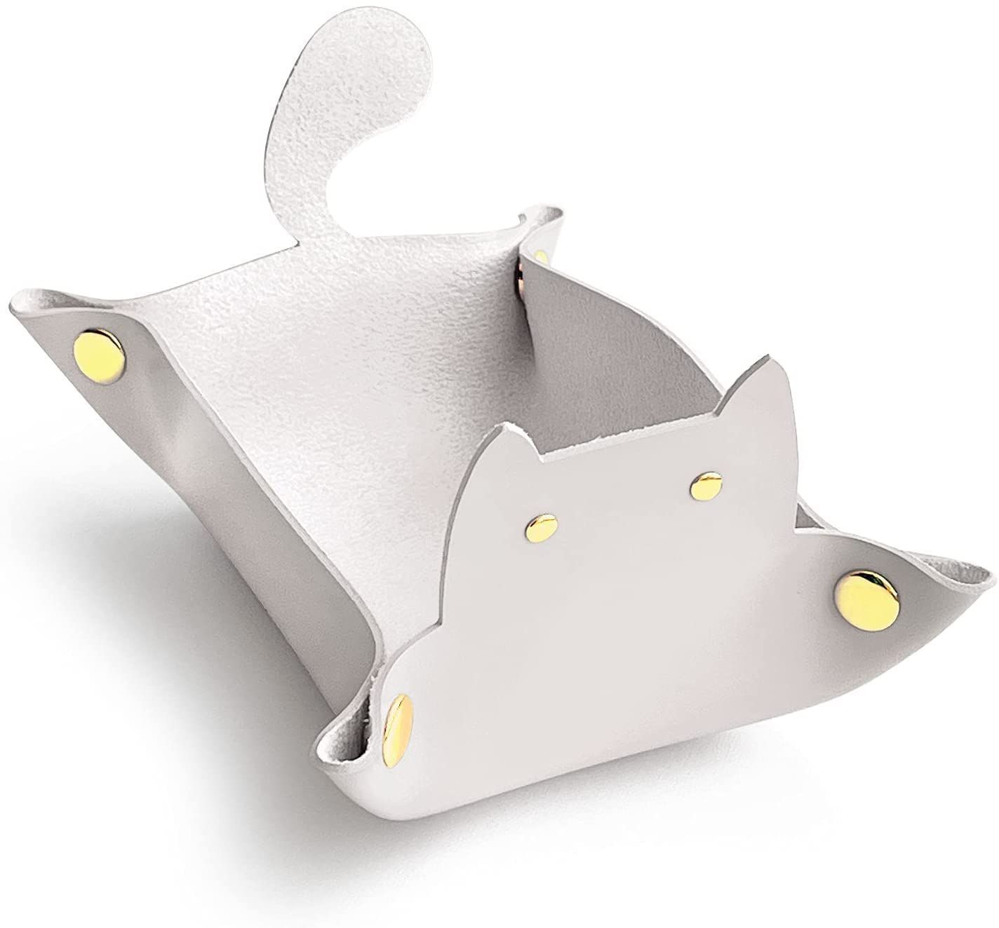 人気商品】レザー トレイ 猫 小物入れ 折り畳み 収納トレー