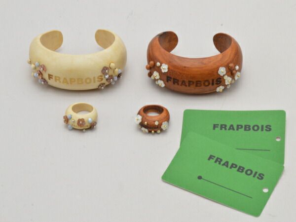 フラボア FRAPBOIS 4点セット 指輪 バングル ウッド 貝 真鍮 ベージュ 