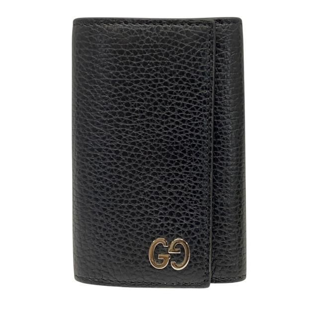 GUCCI グッチ 473924 ダブルG 6連 キーケース キーリング レザー ブラック 黒