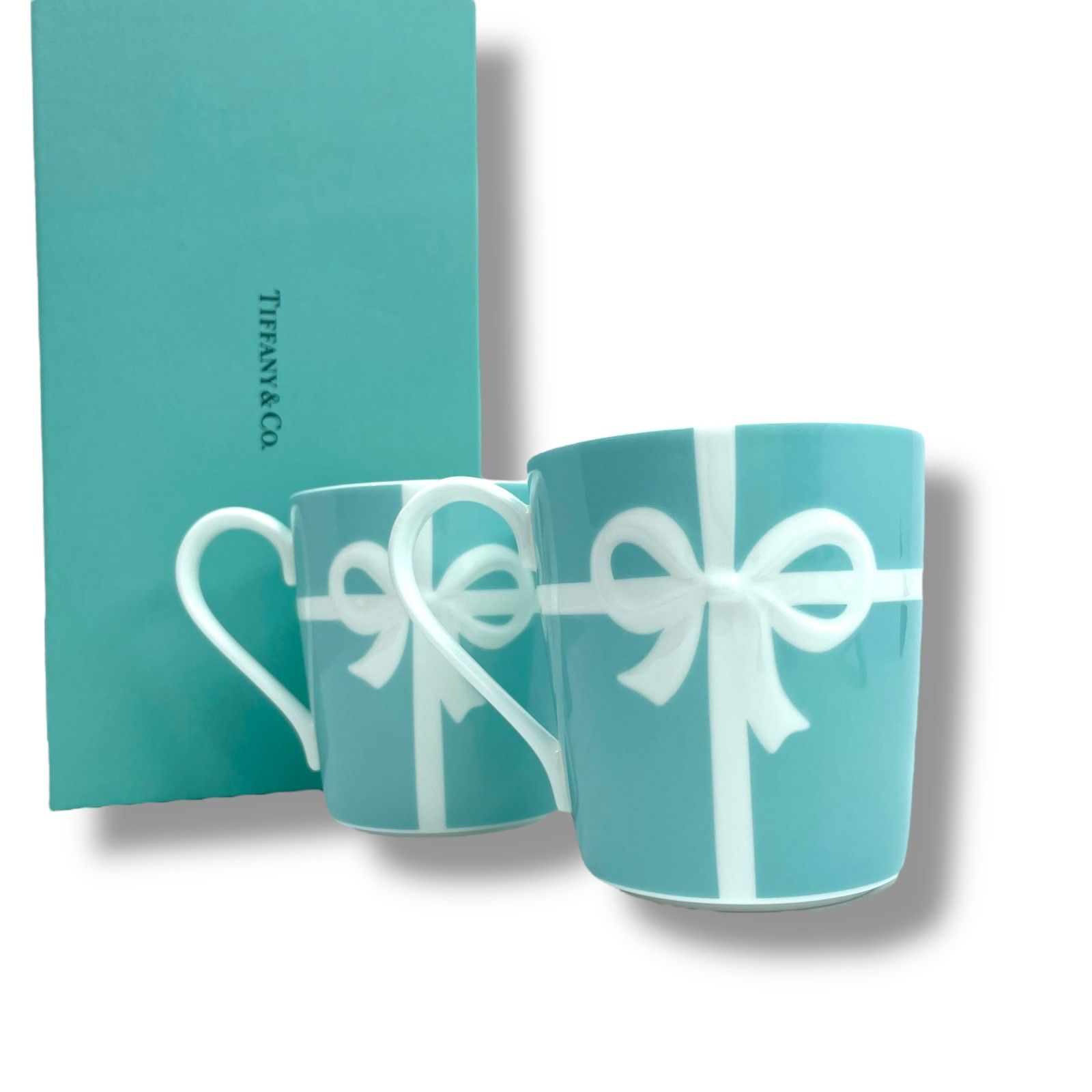 Tiffany &amp; Co. - ティファニー　リボンマグカップ　セット 新品未使用品】Tiffany＆Co ティファニー ブルーボックス リボン