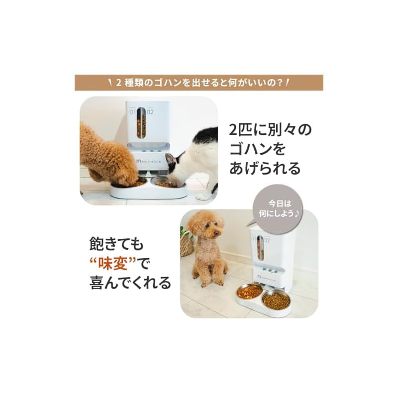 MOFMORE 自動給餌器 猫 2匹 音声録音 5L大容量 1日10食 Amazon | 2種類出せる MOFMORE 自動給餌器 猫 犬 2匹 音声録音