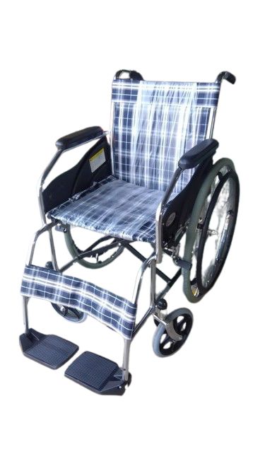 車椅子 折りたたみ式 Care-Tec Japan CS-10STC 青チェック柄 車いす 車イス 介護用品