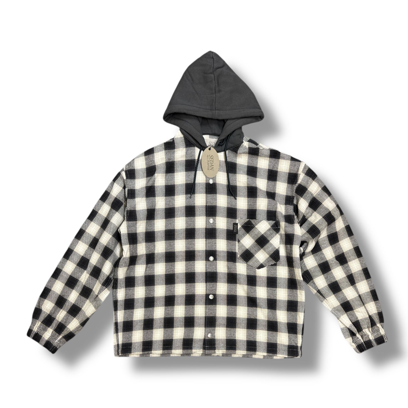 参考上代27500円 SEDAN ALL-PURPOSE 24AW Flannnel Hoodie フランネル チェック フーディー パーカー セダンオールパーパス SD24F-SH03 Grey Plaid