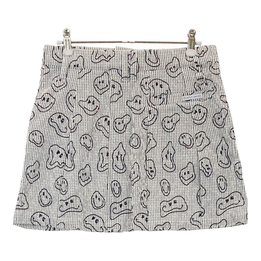 サイズ 0 PEARLY GATES パーリーゲイツ ストレッチ スカート ストライプ総柄 グレー系 240101524270 ゴルフウェア レディース ストスト