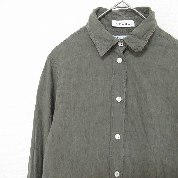マディソンブルー MADISONBLUE シャツ ブラウス ロゴ刺繍 シルクリネン レディース a964984ss