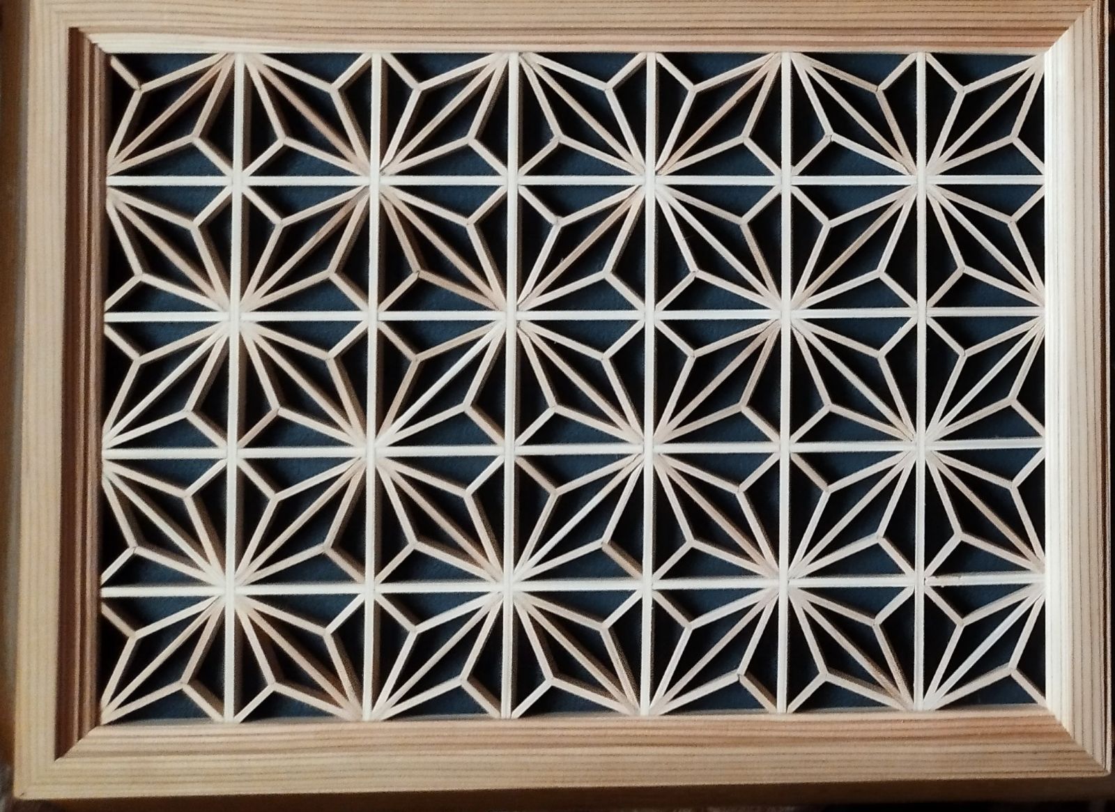 180 ❣️特価！値段交渉OK❣️麻の葉組子4枚一組　木製額縁 180 麻の葉組子4枚一組木製額縁