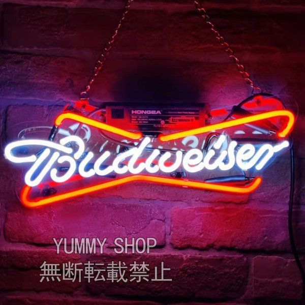 ネオンサイン (Budweiser) NEON SIGN ビール ネオン管 ネオン看板 オーダーメイド オーダー BAR 喫茶 カフェ 照明 店舗装飾  室内装飾 おしゃれ 営業中 開店用 - メルカリ