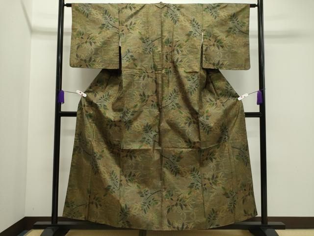 平和屋着物○本場大島紬 7マルキ 泥染め 枝葉文 正絹 逸品 CAAR6548ze