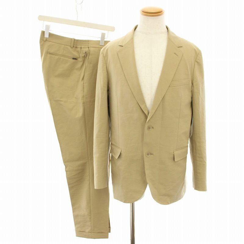 モーヴ MOVB スーツ セットアップ 上下 デュプレックスコットンジャージ Duplex Cotton Jersey シングル2Bノッチドトラベルジャケット フレックスモーショントラベルスラックスType2 50 ベージュ |YT