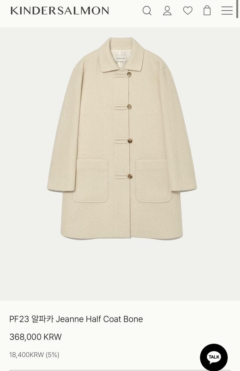 【KINDERSALMON】★Alpaca Jeanne Half Coat☆2色☆韓国人気 KINDERSALMON】☆Alpaca Jeanne Half Coat☆2色☆韓国人気