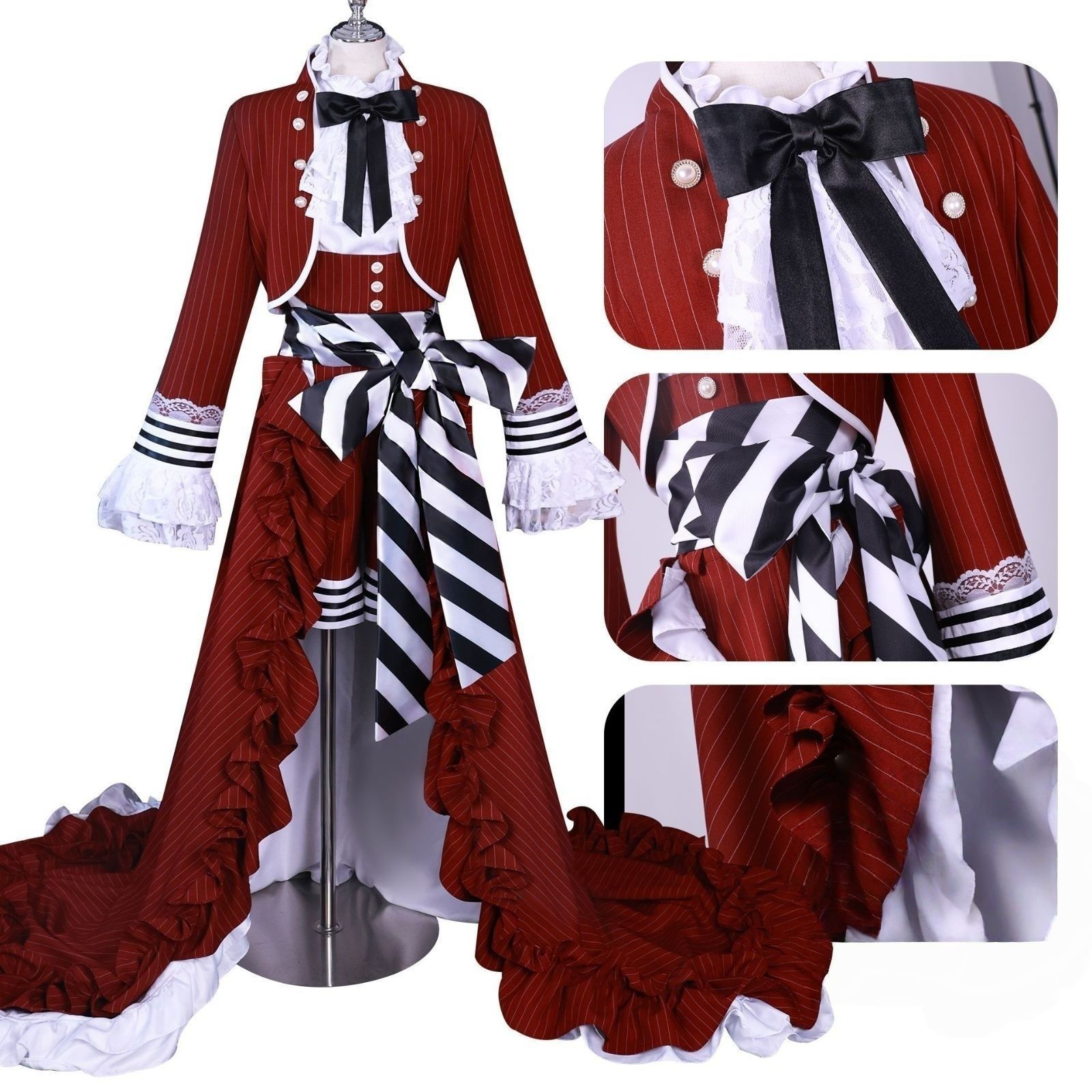 コスプレ 衣装 黒執事 シエル 紅茶会風 ドレス アニメ キャラクター 仮装 コスチューム レディース 扮演服 全套 M250920-5