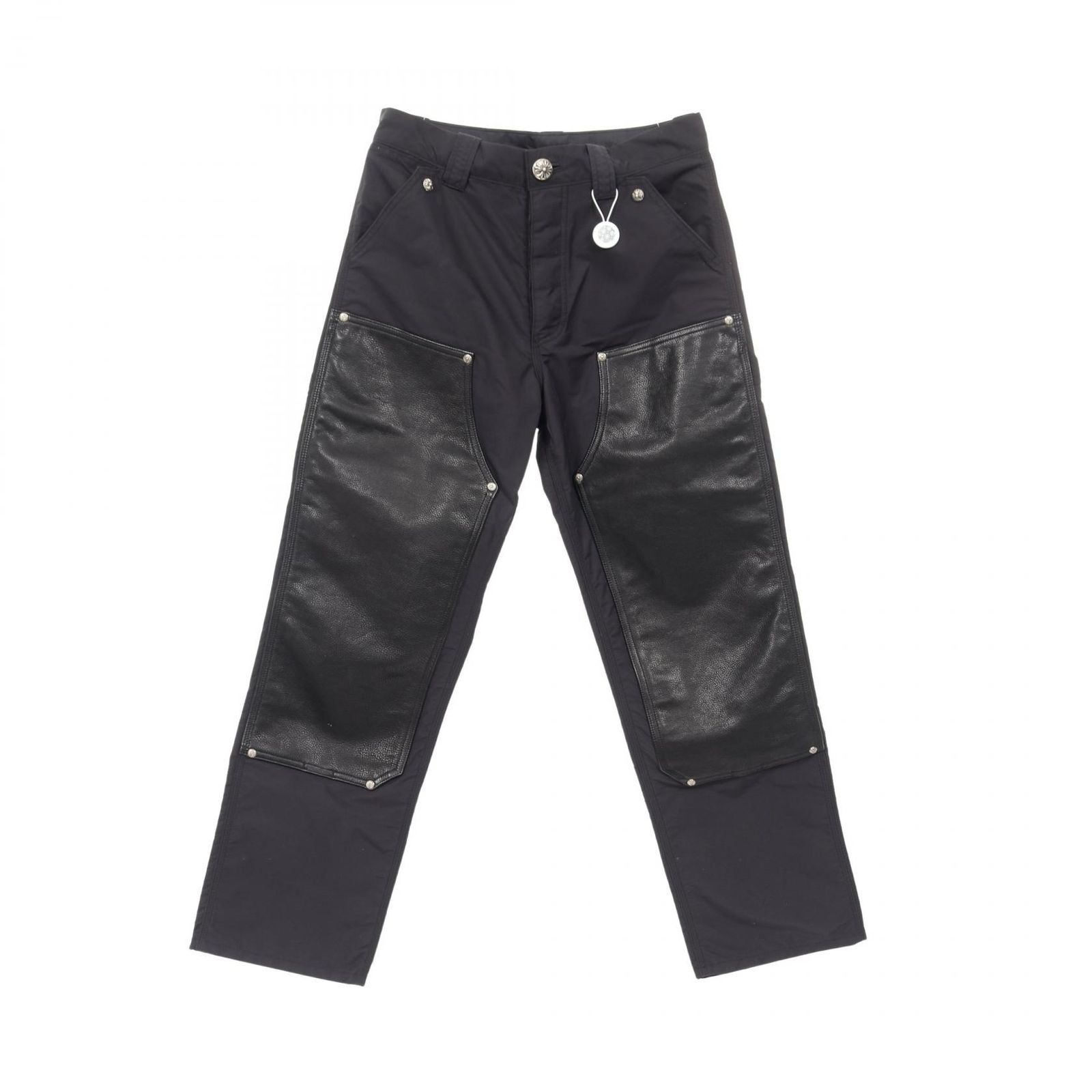 クロムハーツ CHROME HEARTS パンツ クロスボールボタン レザー