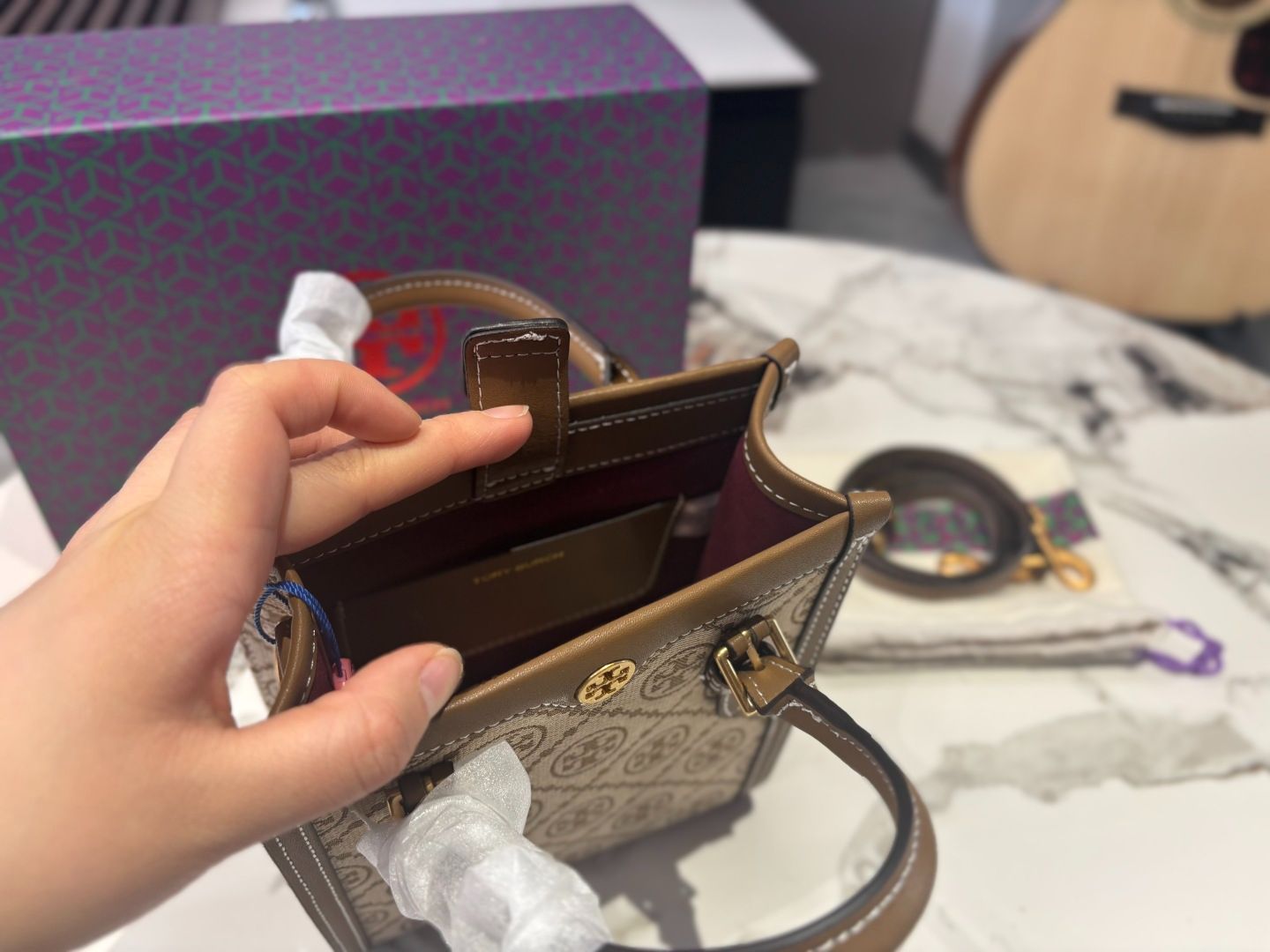 ニット 今日 Tory Burch Monogram Music Tote トーリーバーチ モノグラム ミュージック トートバッグ-WTO輸入1