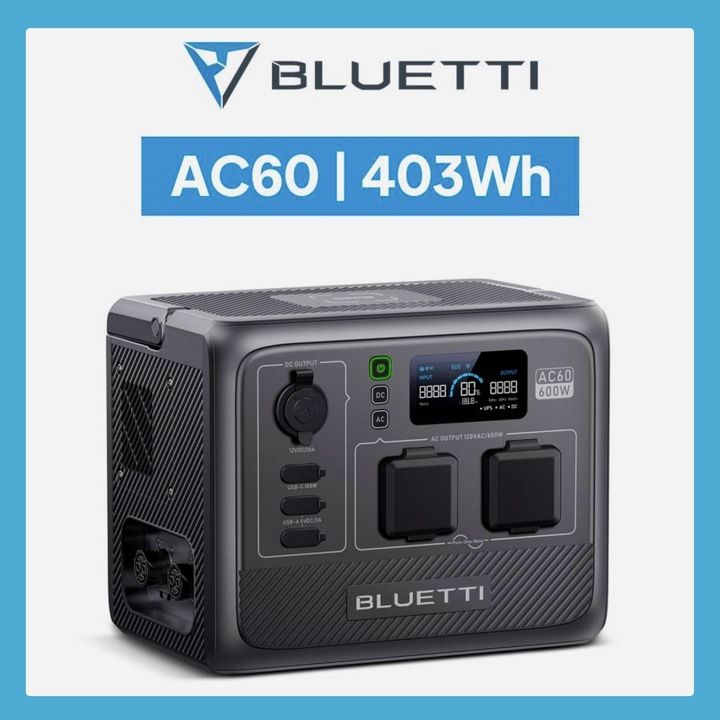 BLUETTI ポータブル電源 AC60 403Wh | 600W 防災グッズ 非常用電源 サージ1200W アウトドア キャンプ 容量拡張機能 IP65 防塵 防水