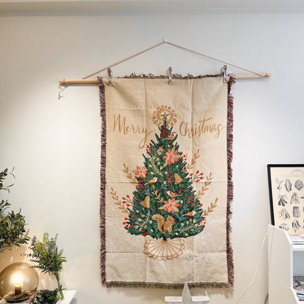 Merry Christmasクリスマスリスの松の毛布