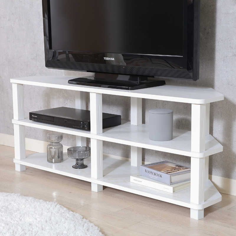 新品 未開封 】 不二貿易 フィット コーナーTV台 オークホワイト 52270 